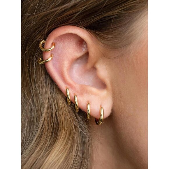 Hoop Earrings for Women 14K Gold Plated/Silver Hoops Simple Gold Knot - Picture 11 of 11